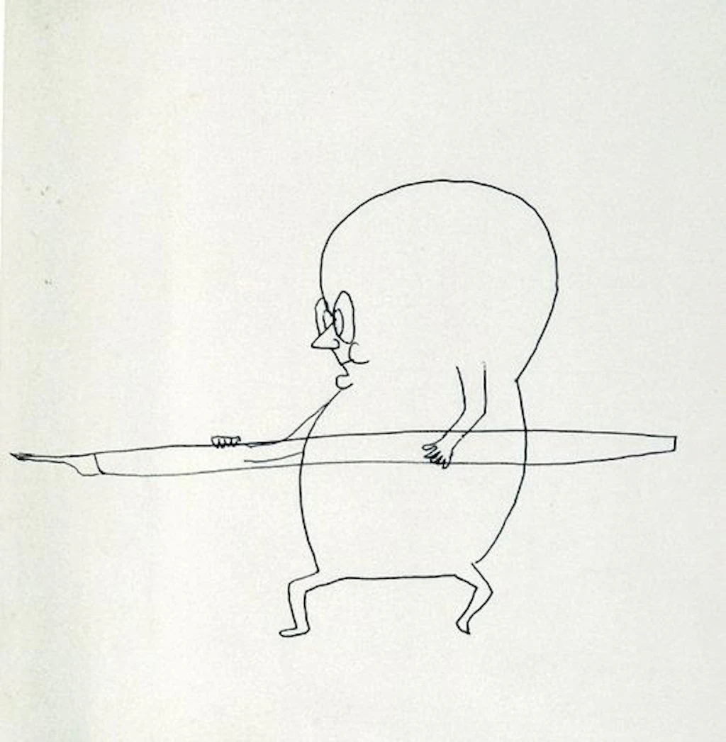 Kritiker mit Feder als Speer, 1963