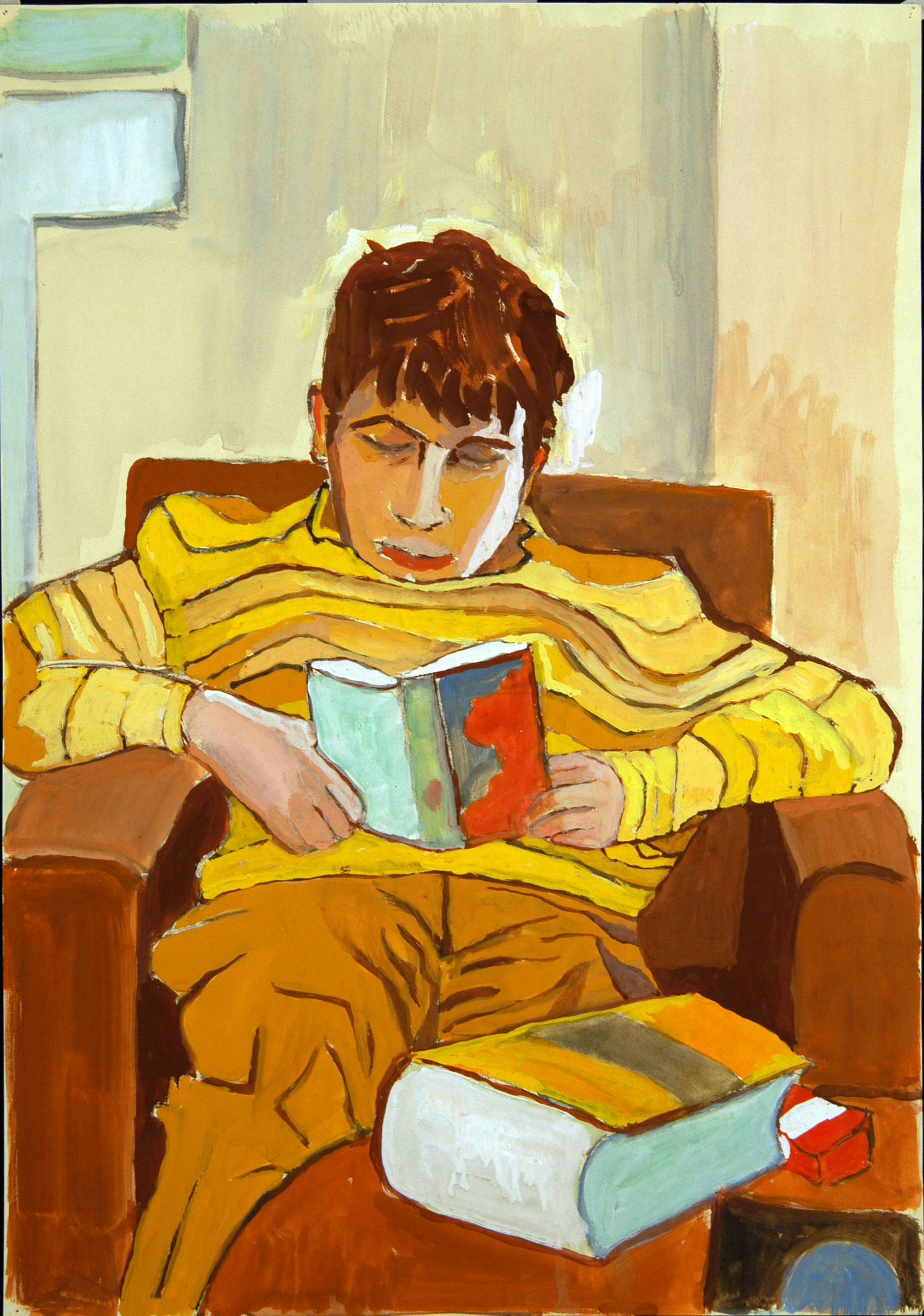 Friedrich Dürrenmatt, [Porträt seines lesenden Sohnes], 59,5 x 42 cm, Gouache auf Papier, [ca. 1962], CDN.