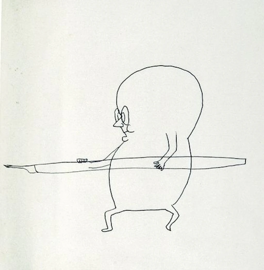 Kritiker mit Feder als Speer], 1963
