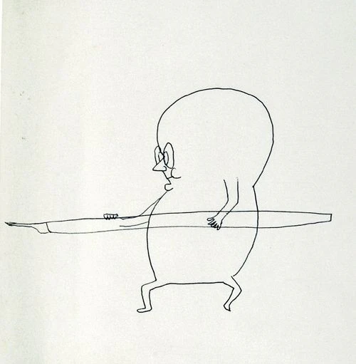 Kritiker mit Feder als Speer], 1963