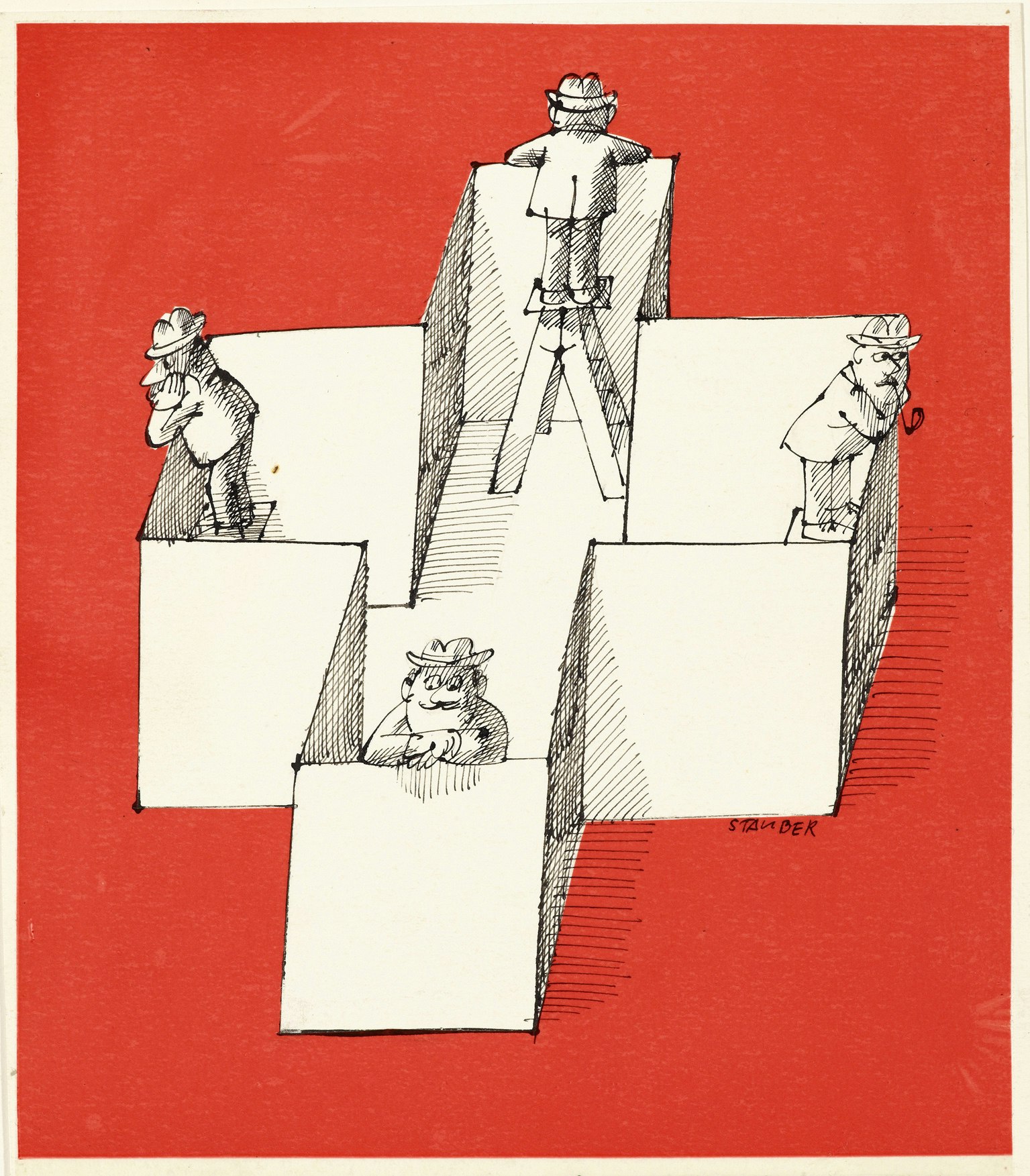 Jules Stauber, Ohne Titel, Federzeichnung, o.D. © Centre Dürrenmatt / P.T.