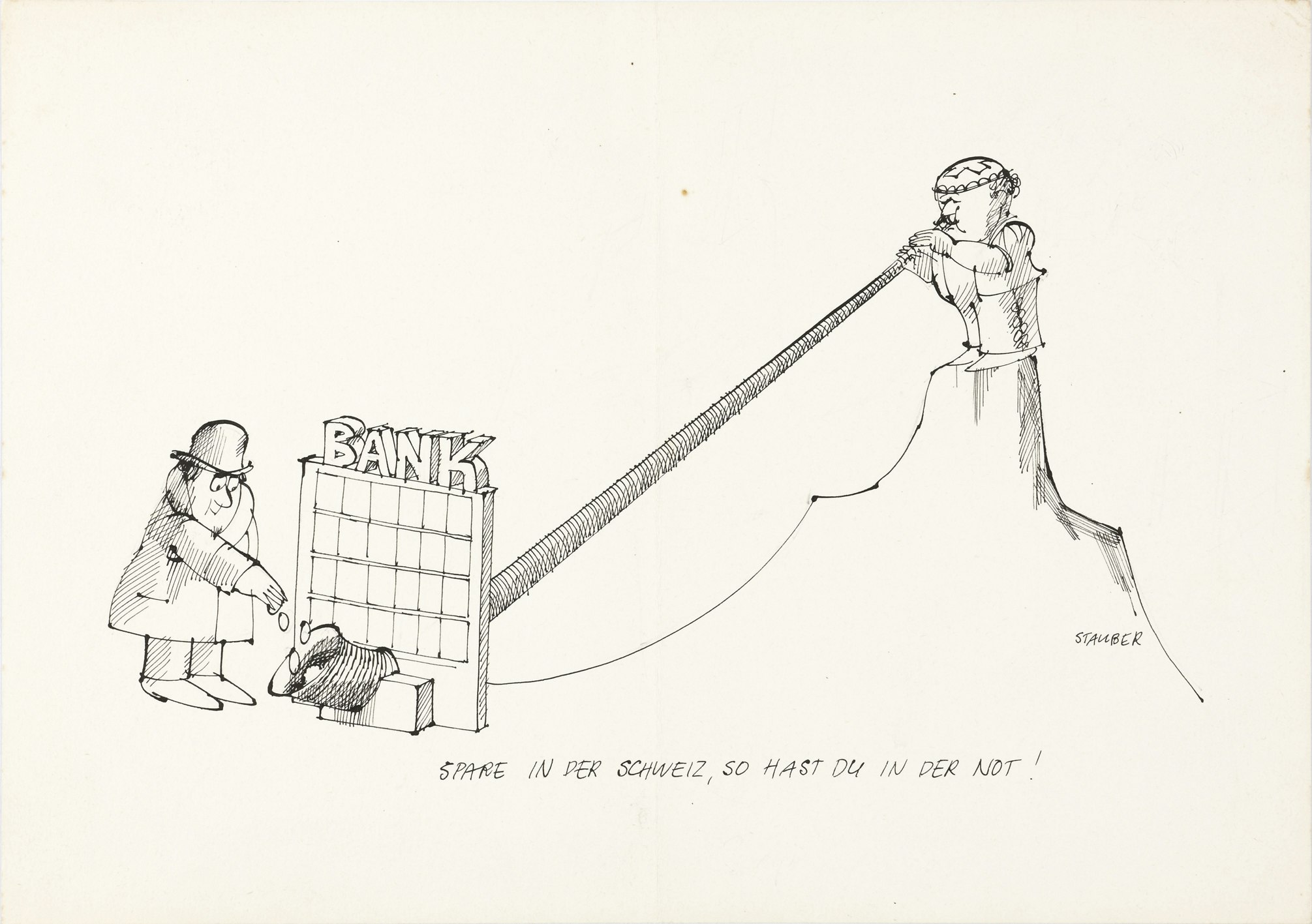 Jules Stauber, sans titre, encre de Chine sur papier, s.d. © Centre Dürrenmatt / P.T.